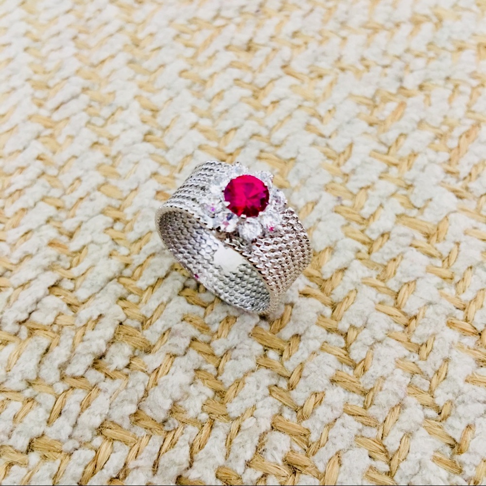 Red Swarovski crystal ring